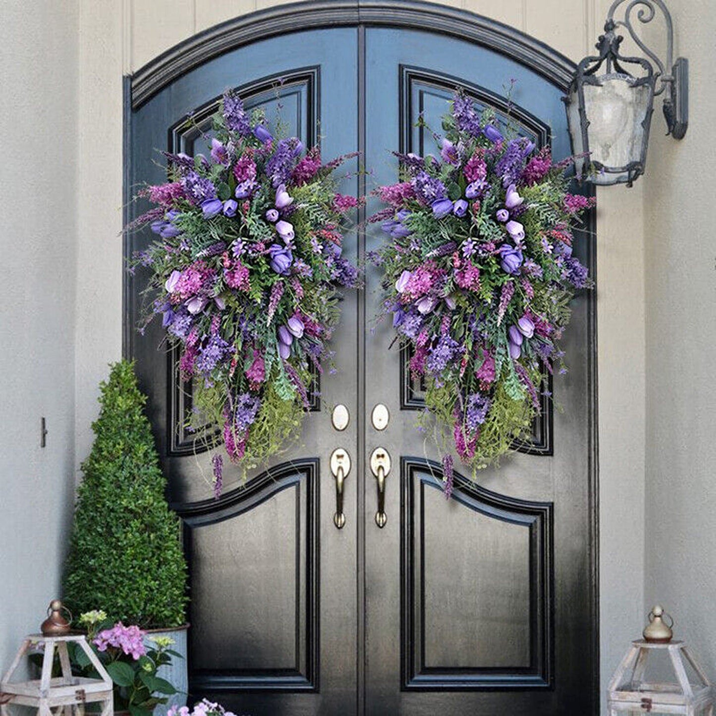 Front Door Artificial Spring Wreath Flower Garland Wall Decor
