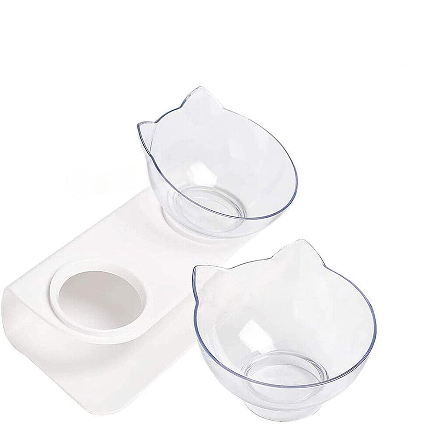 Elevated Double Cat Bowls Raised Pet Food Water Stand