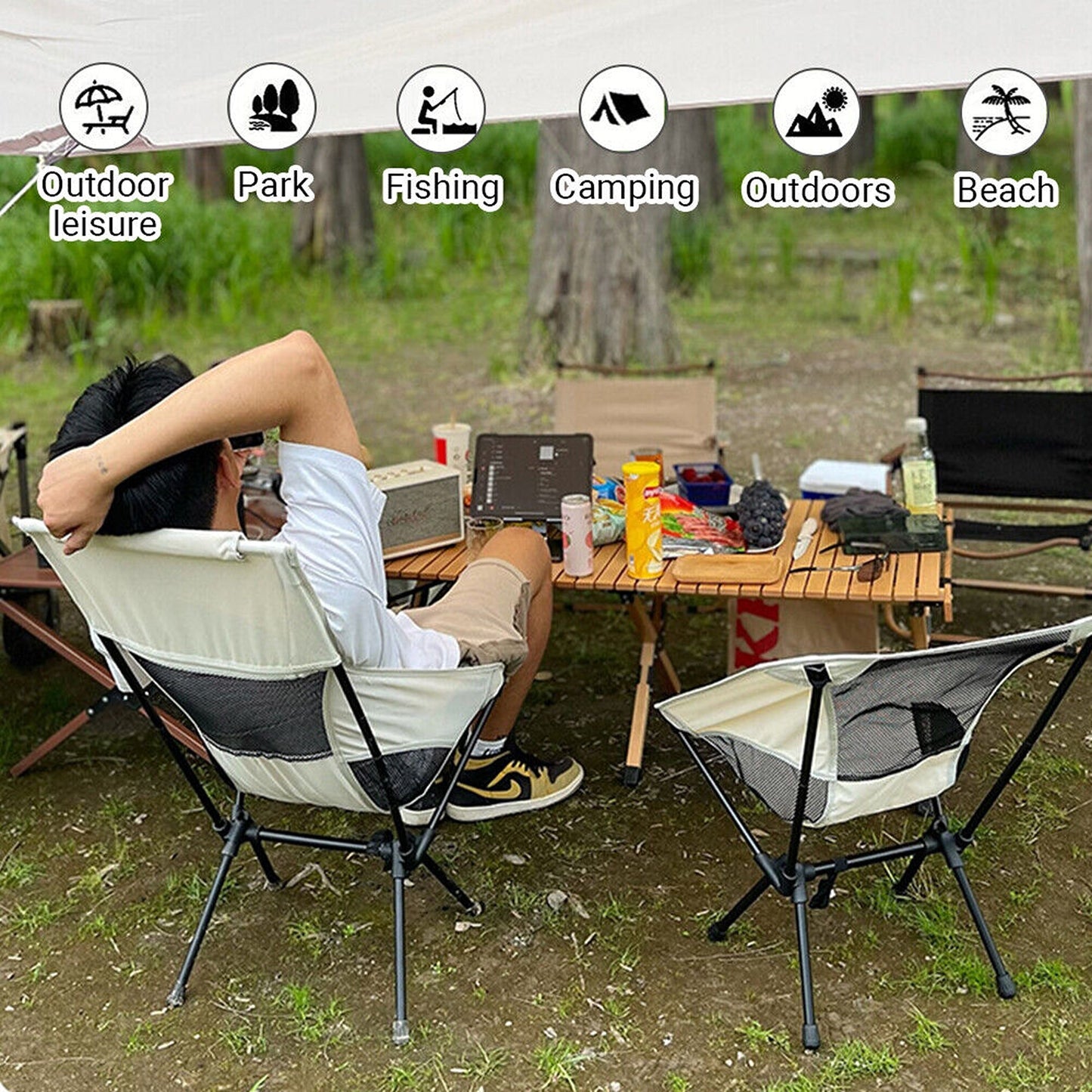 Foldable Fishing Chair with Lightweight Design for Camping and Travel
