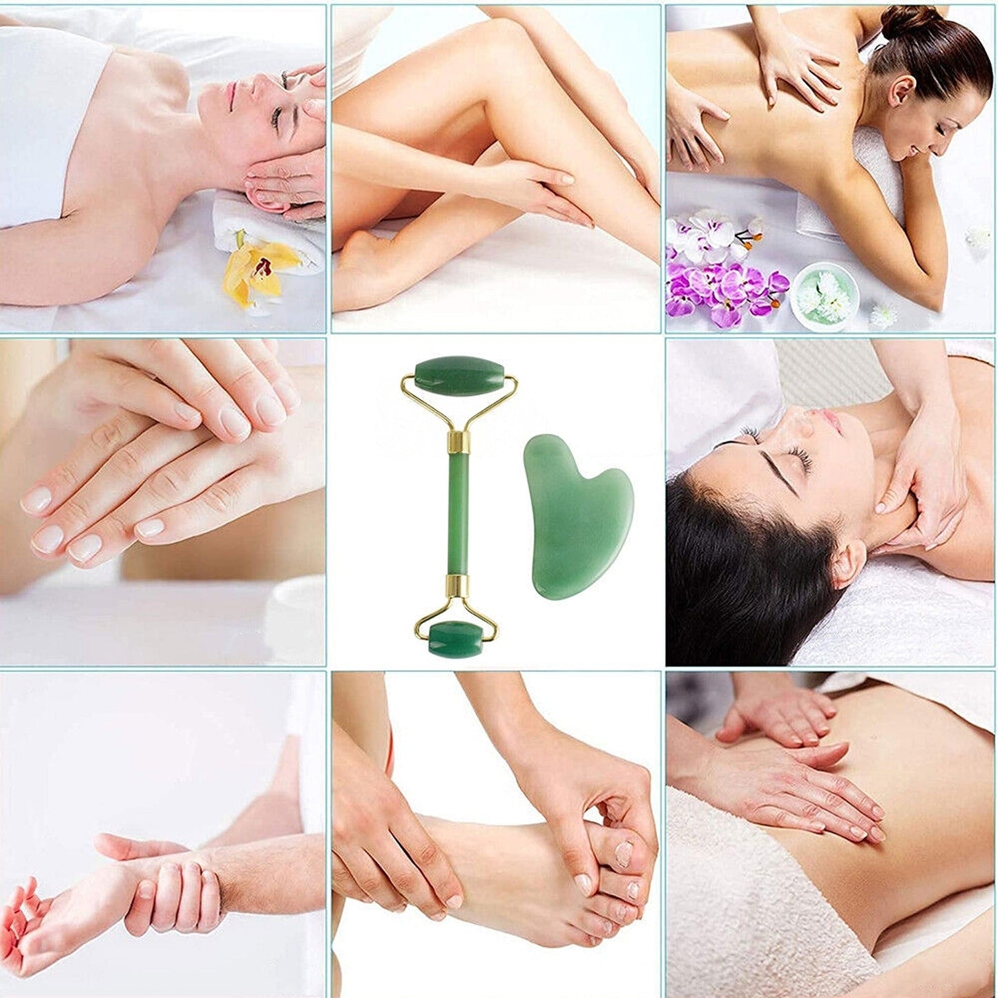 Jade Facial Gua Sha Board Natural Guasha Massager Tool Set