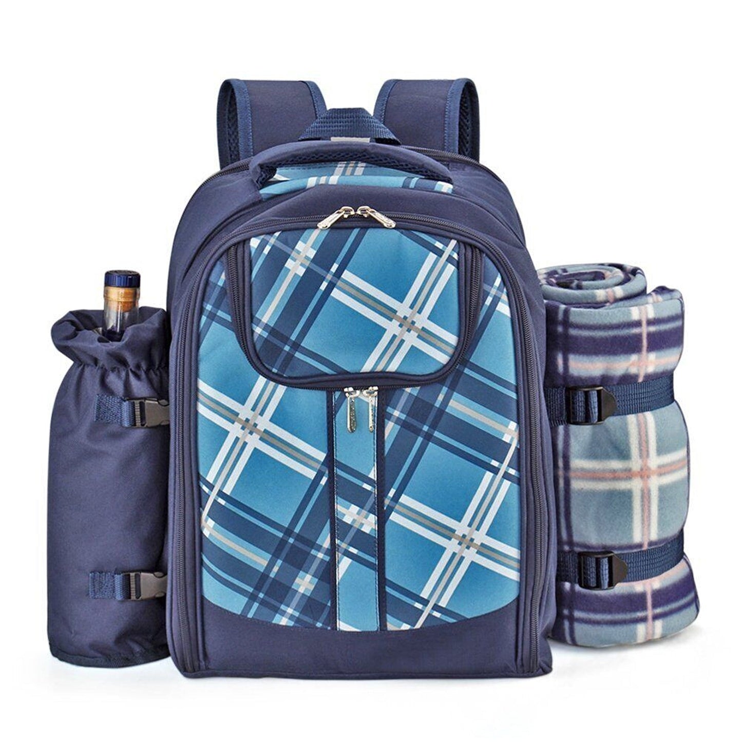 4 Person Picnic Backpack with Insulated Leakproof Cooler Bag