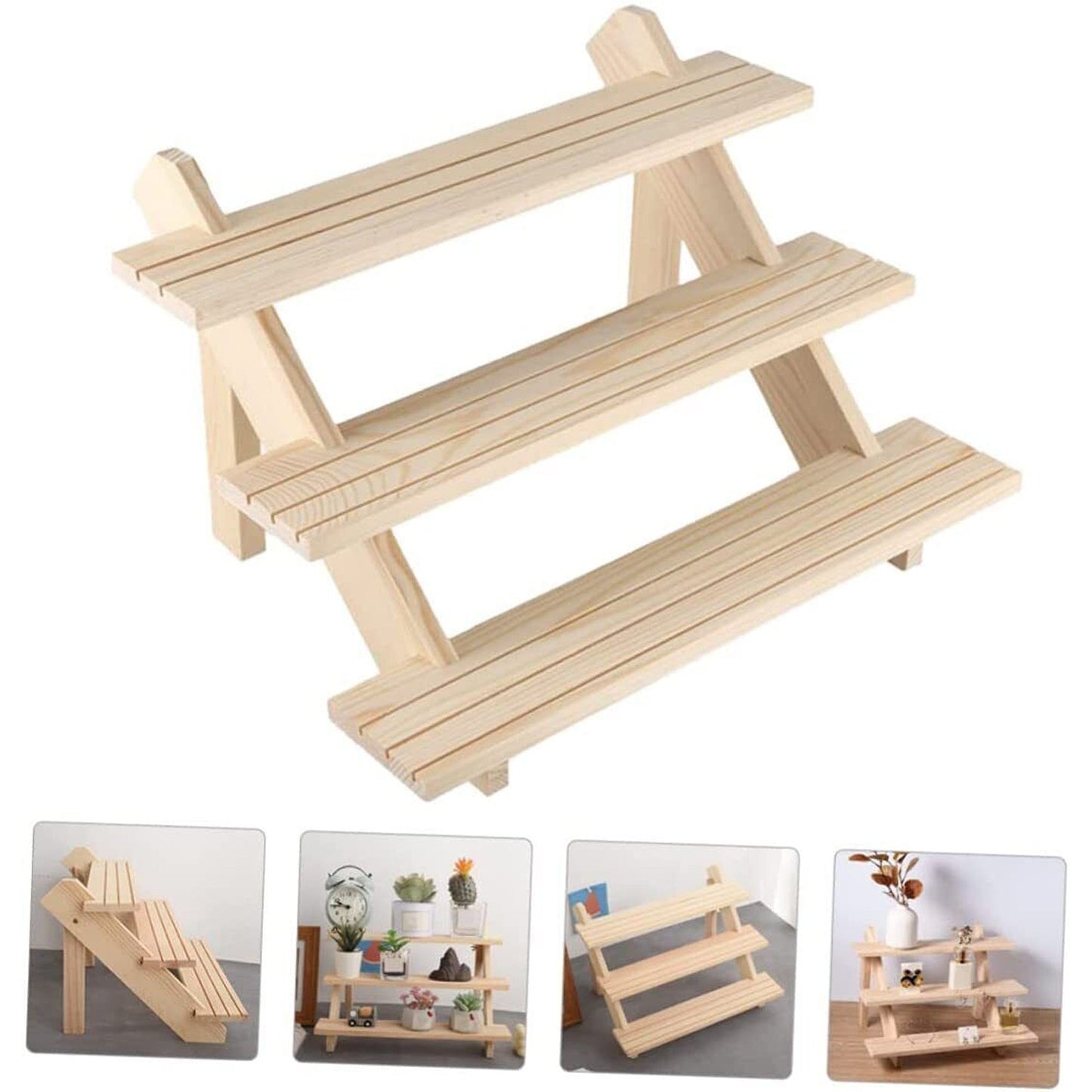 Wooden Jewelry Display Rack for Earrings Rings and Watches