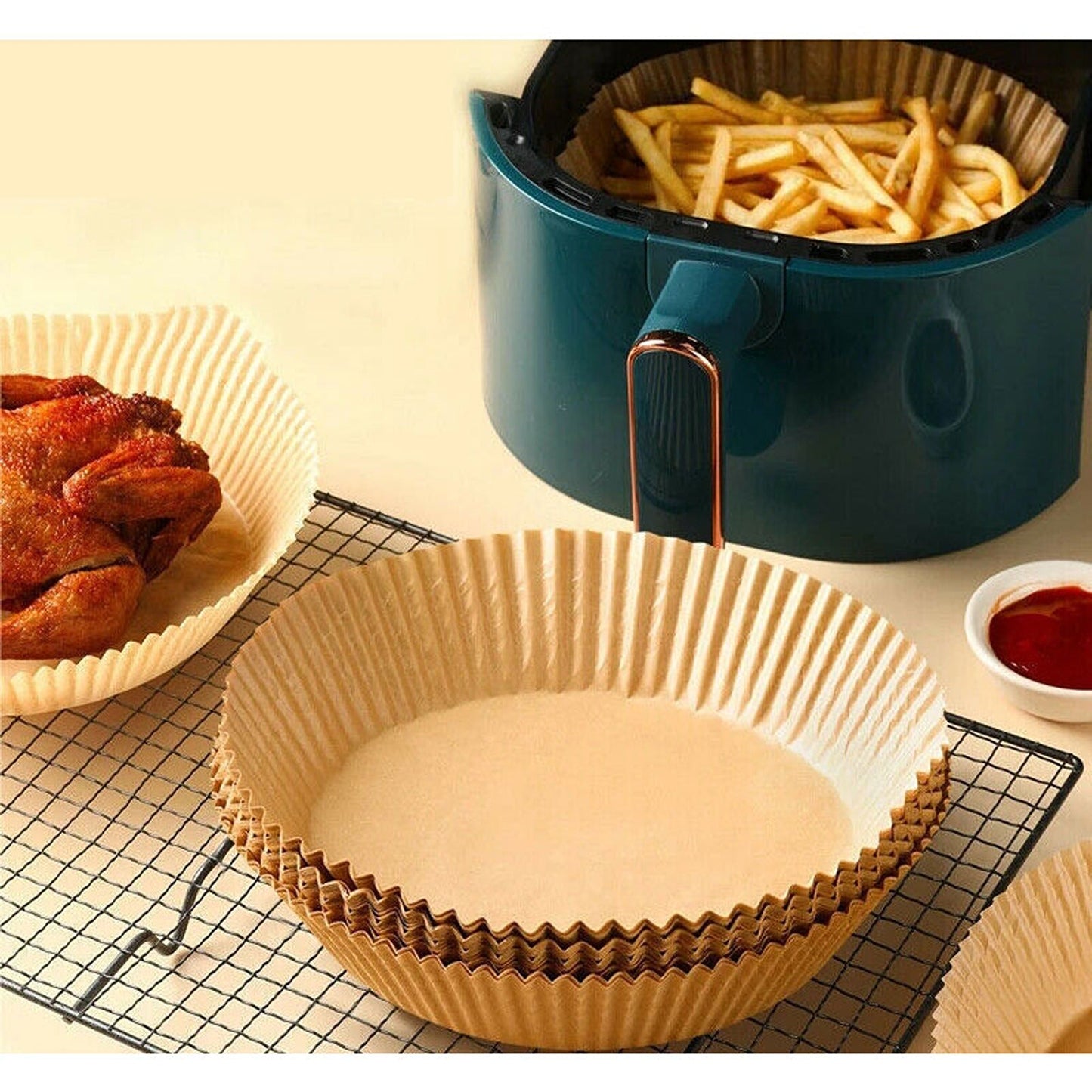 100pcs Non-Stick Air Fryer Disposable Paper Liners for Baking