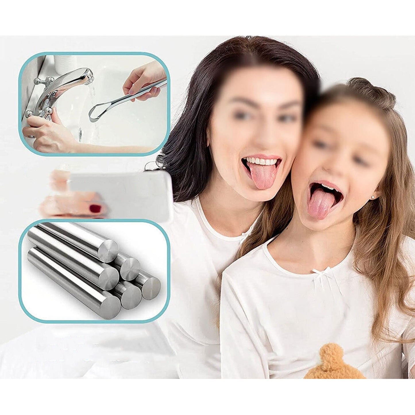 2pcs Oral Hygiene Stainless Steel Tongue Cleaner Dental Care Scraper