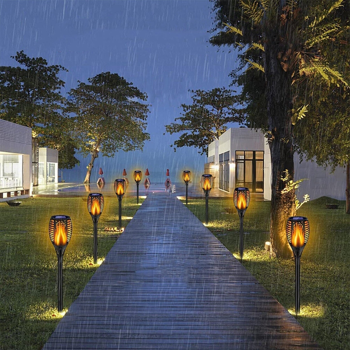 Garden Waterproof Flickering Dancing Flame Solar Torch Light Lantern Lamp