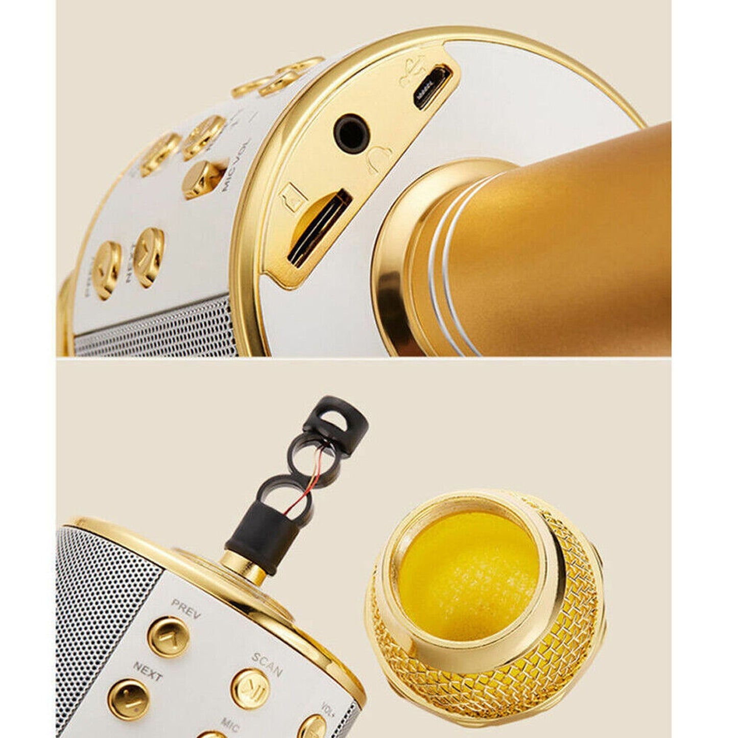Wireless Bluetooth Handheld Karaoke Microphone with Speaker USB Mic
