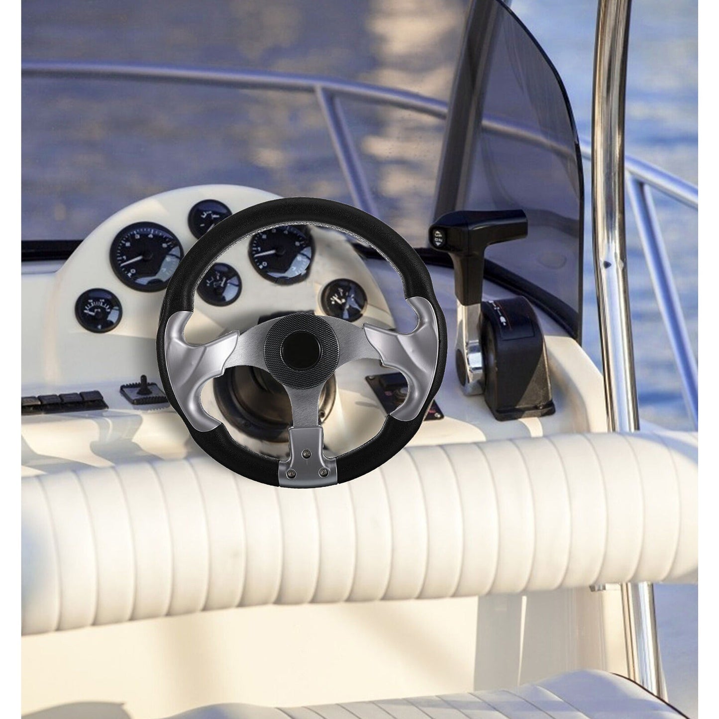 Marine Boat Steering Wheel 3 Spoke Universal Foam Grip Pontoon