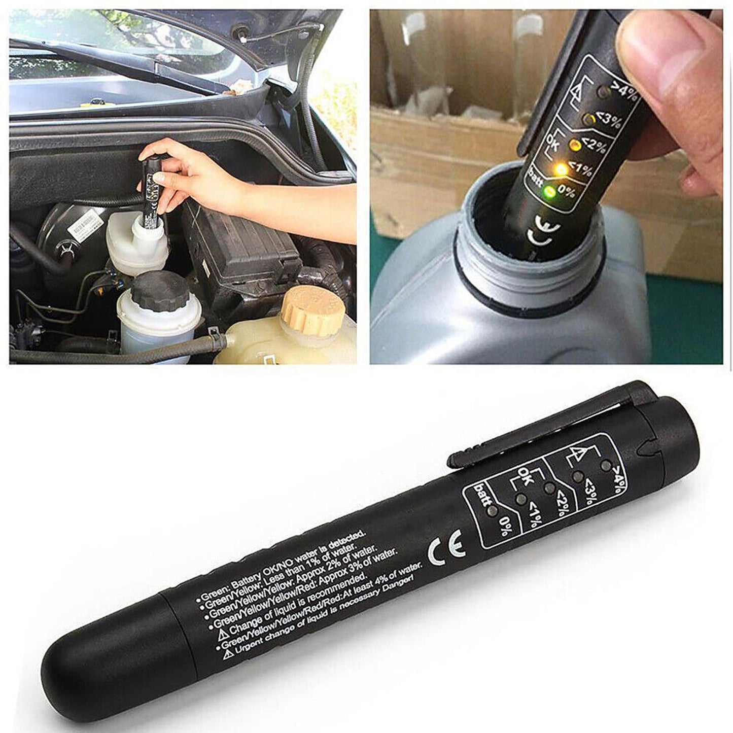 1pc Vehicle Brake Fluid Diagnostic Tester Pen with LED for DOT3/DOT4