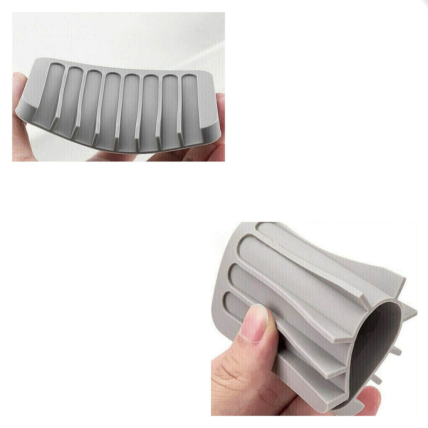 3pcs Bathroom Silicone Soap Holder Tray Plate Storage Rack