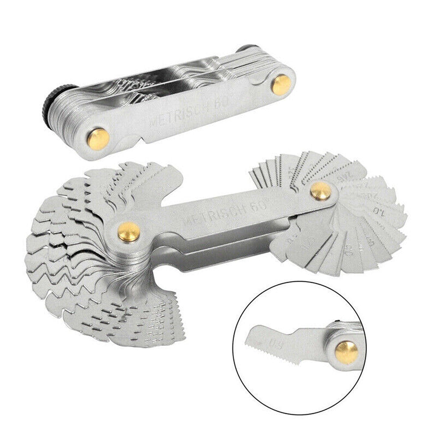 Thread Pitch Measurement Screw Gauge with 52 Blades Metric and Whitworth