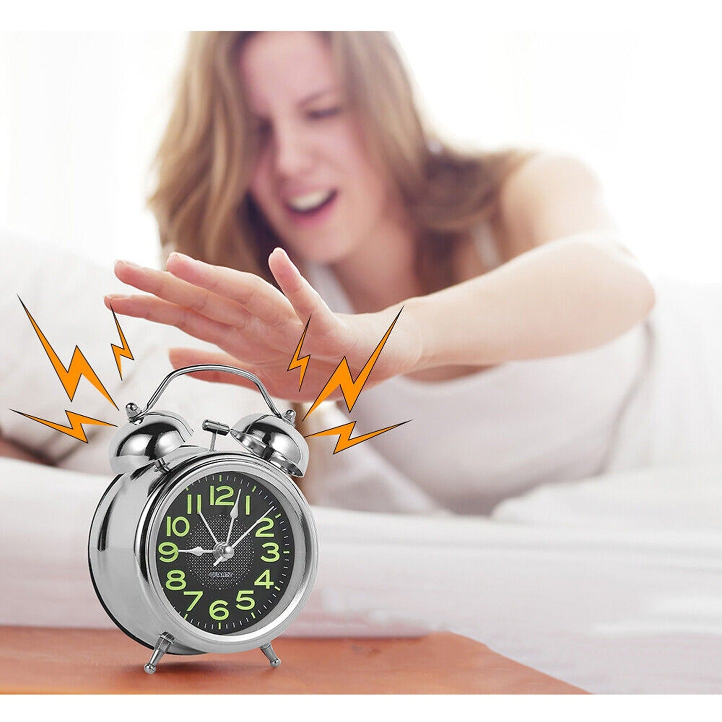 Super Loud Double Bell Alarm Clock with Night Light Home Bedside Decor