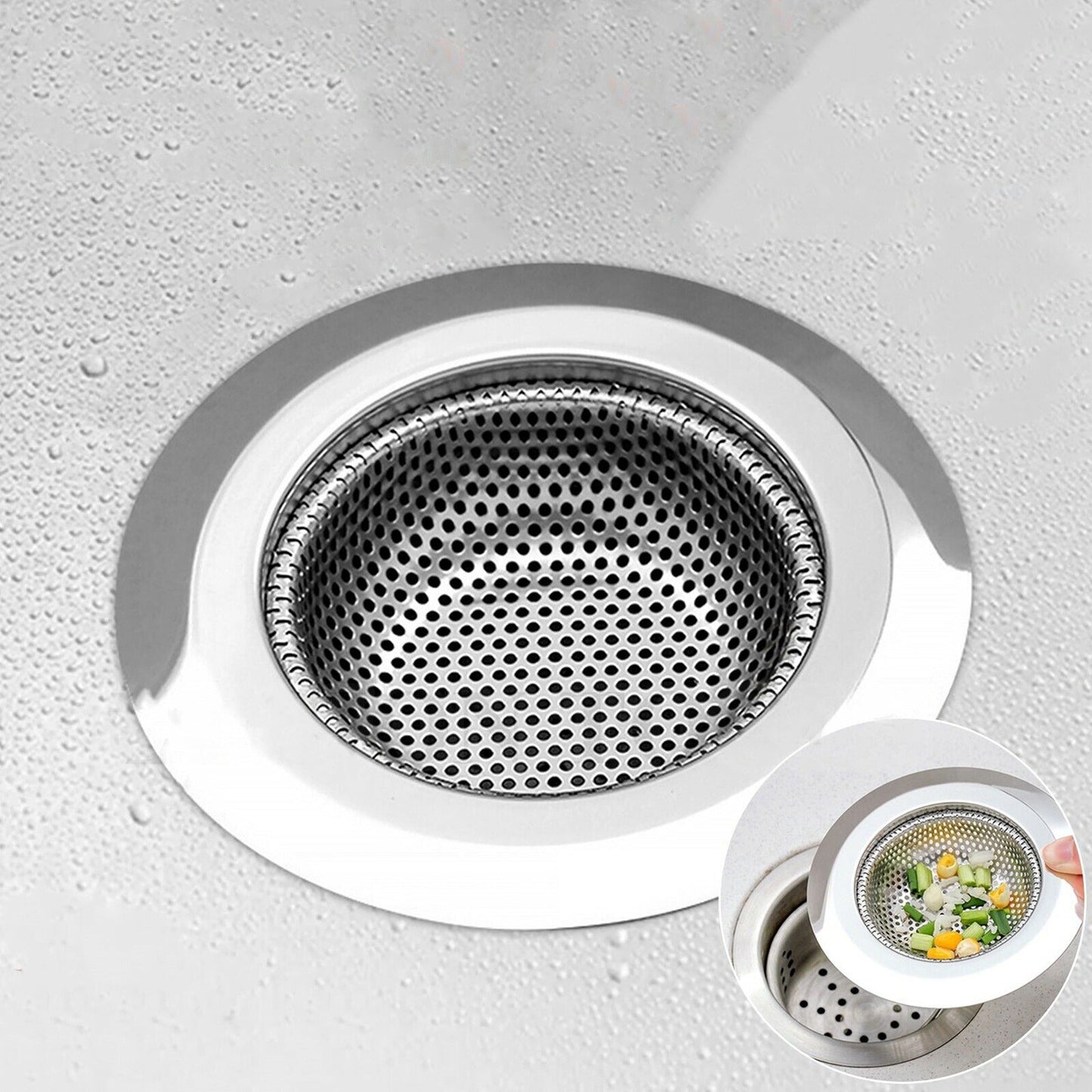 Kitchen Stainless Steel Sink Strainer Drain Stopper Waste Plug Filter