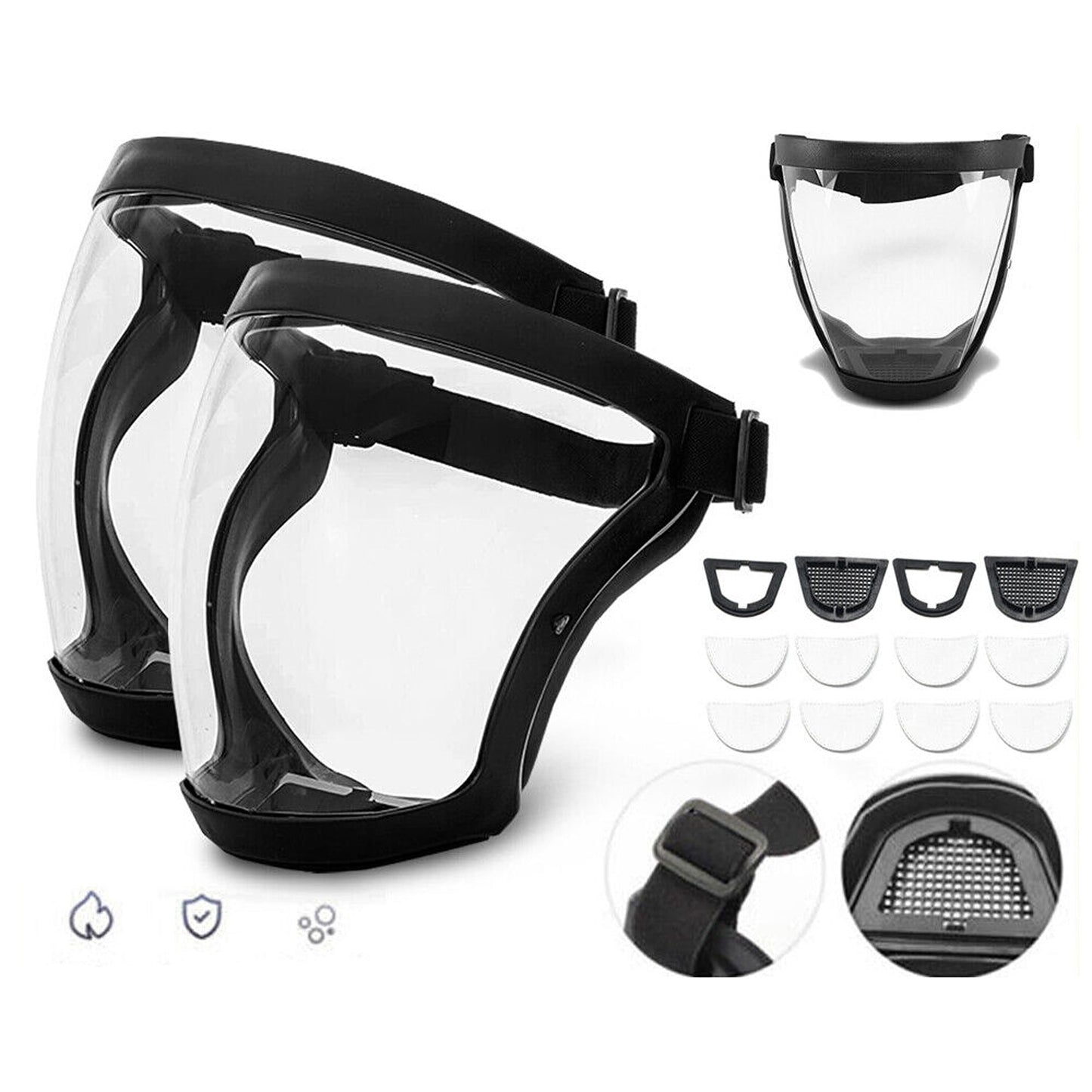 Transparent Full Face Safety Shield with Anti-Fog Protection
