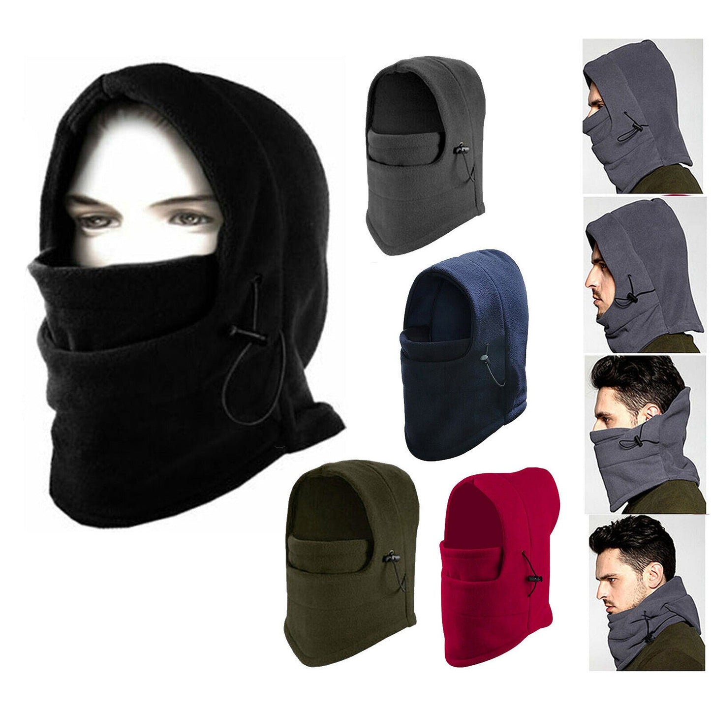 Fleece Hood Winter Thermal Balaclava Ski Face Mask Neck Warmer Cap