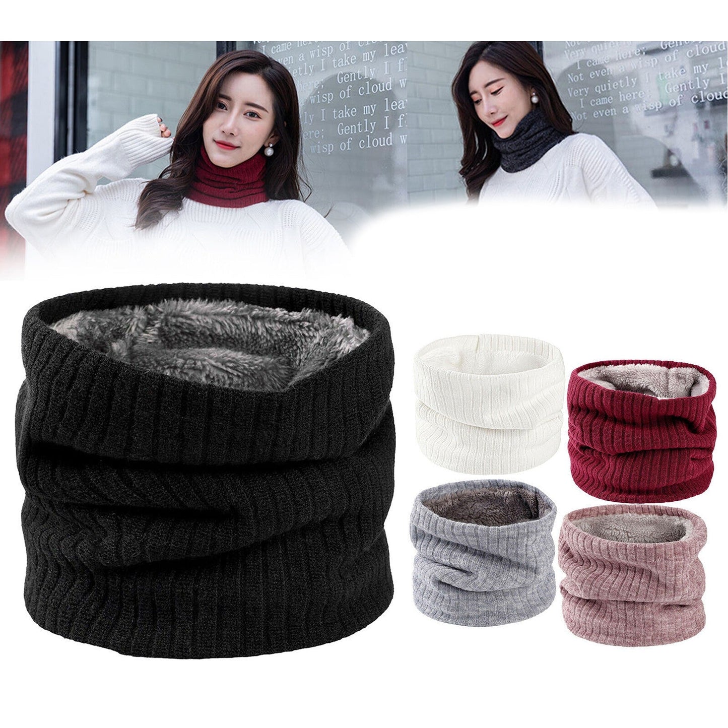 Thermal Warm Knitted Winter Scarf for Men and Women Thicken Chunky Tube