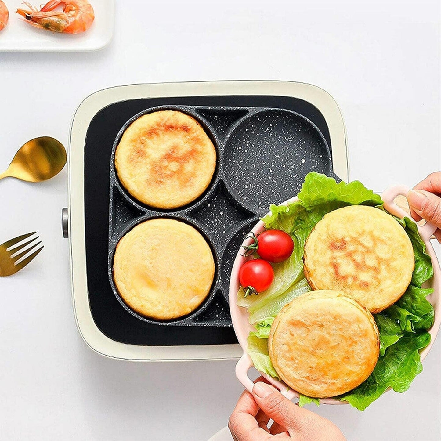 4 Cup Non Stick Breakfast Egg Maker Pan Fried Egg Pancake Burger Cookwares