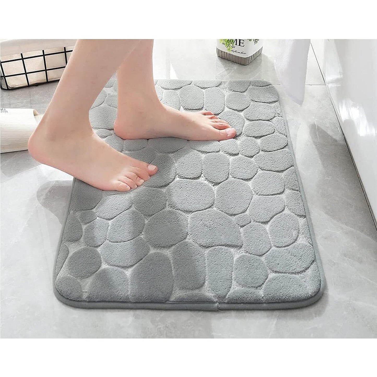 Grey Memory Foam Non-Slip Bath Mat Super Absorbent Bathroom Carpet