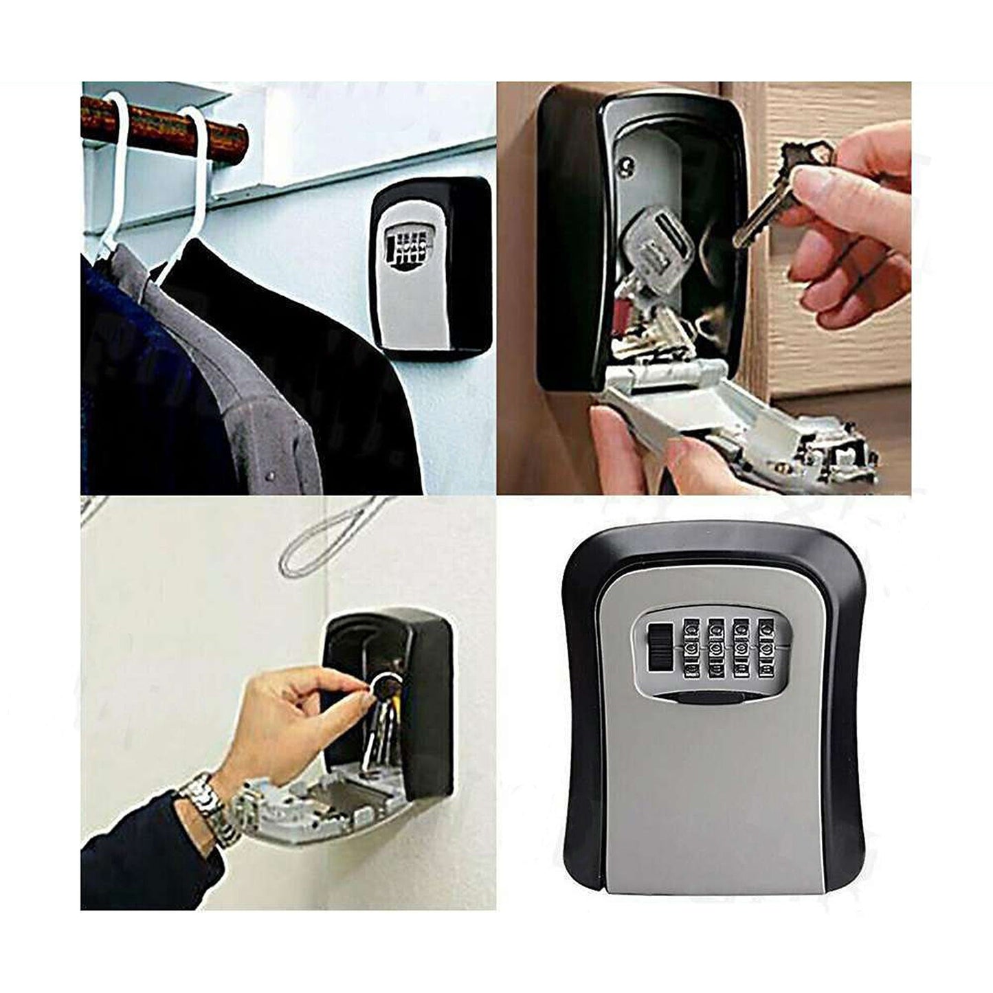Combination Lock Safe Box 4 Digit Wall Mounted Security Storage