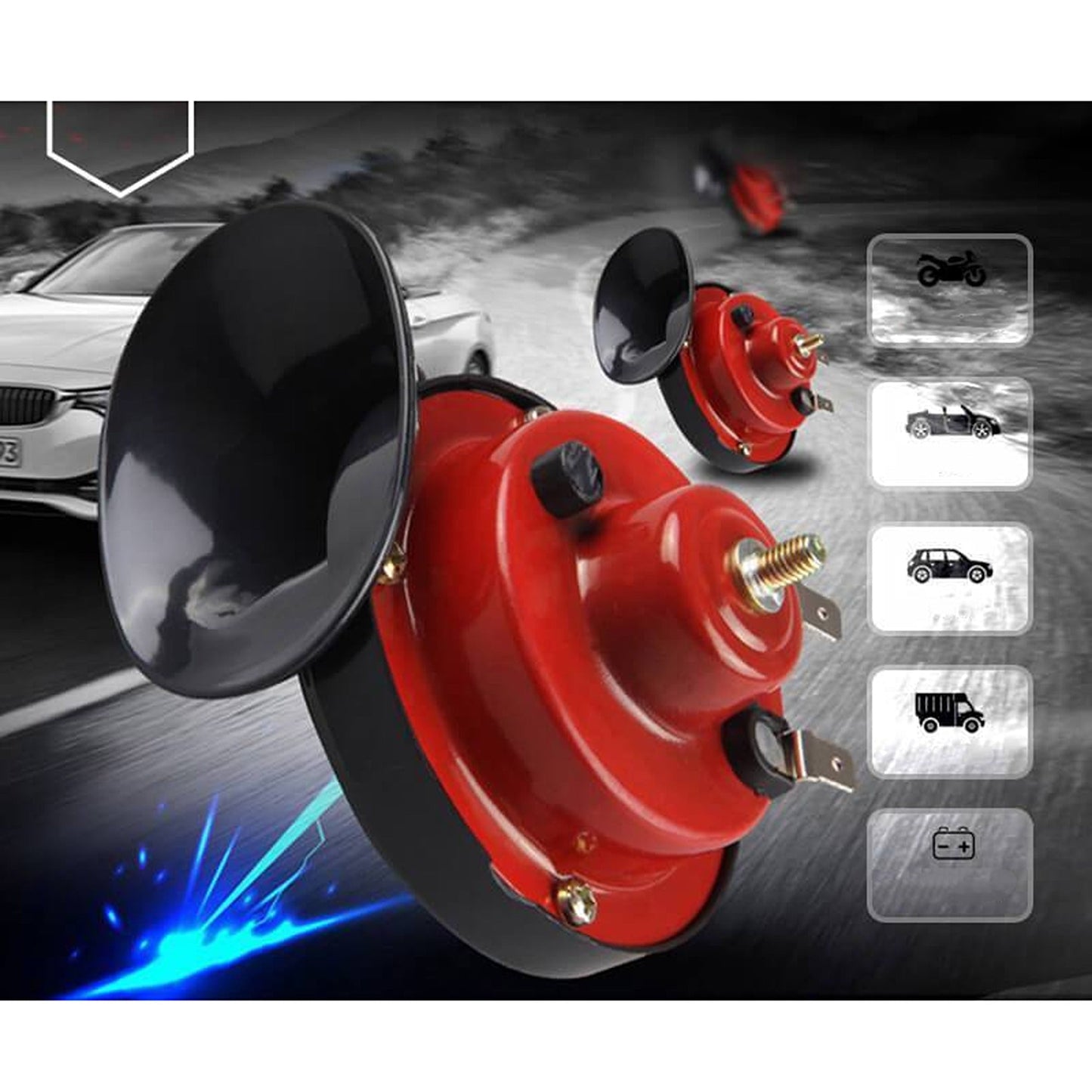 2pcs 300DB Ultra Loud Horn for Motorcycles Cars Trucks and Boats 12V