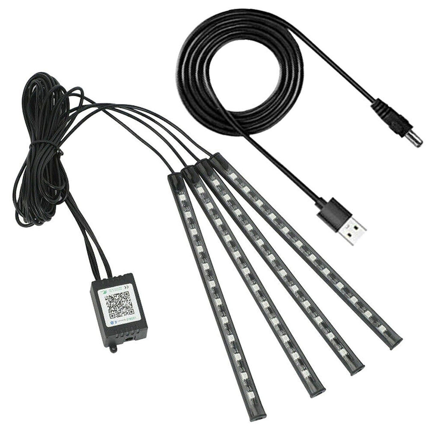 4pcs RGB Car Strip Lights LED Footwell Interior Remote USB Control