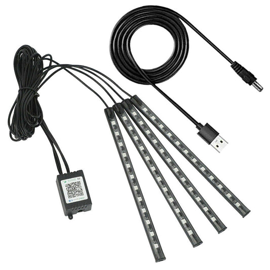 4pcs RGB Car Strip Lights LED Footwell Interior Remote USB Control