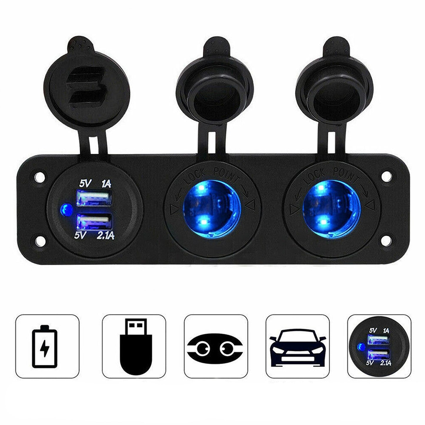 Convenient Dual USB Power Plug for Boats and Caravans 12V