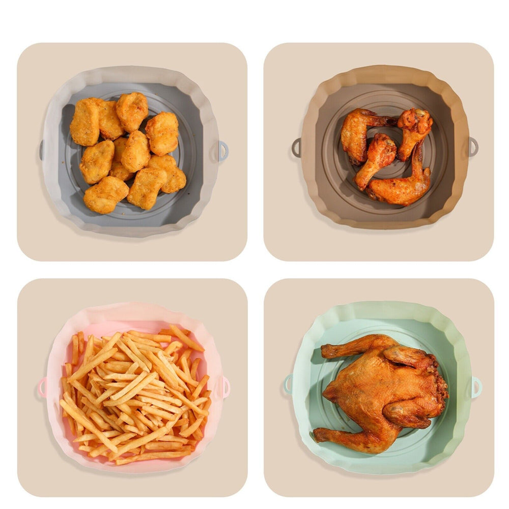 2pcs Reusable Silicone Liner for Air Fryer Non-Stick Basket Tray