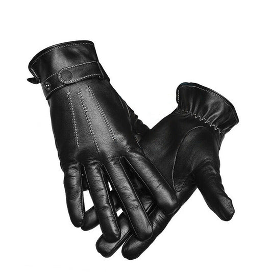Men Winter Warm PU Leather Touch Screen Black Gloves for Smartphone