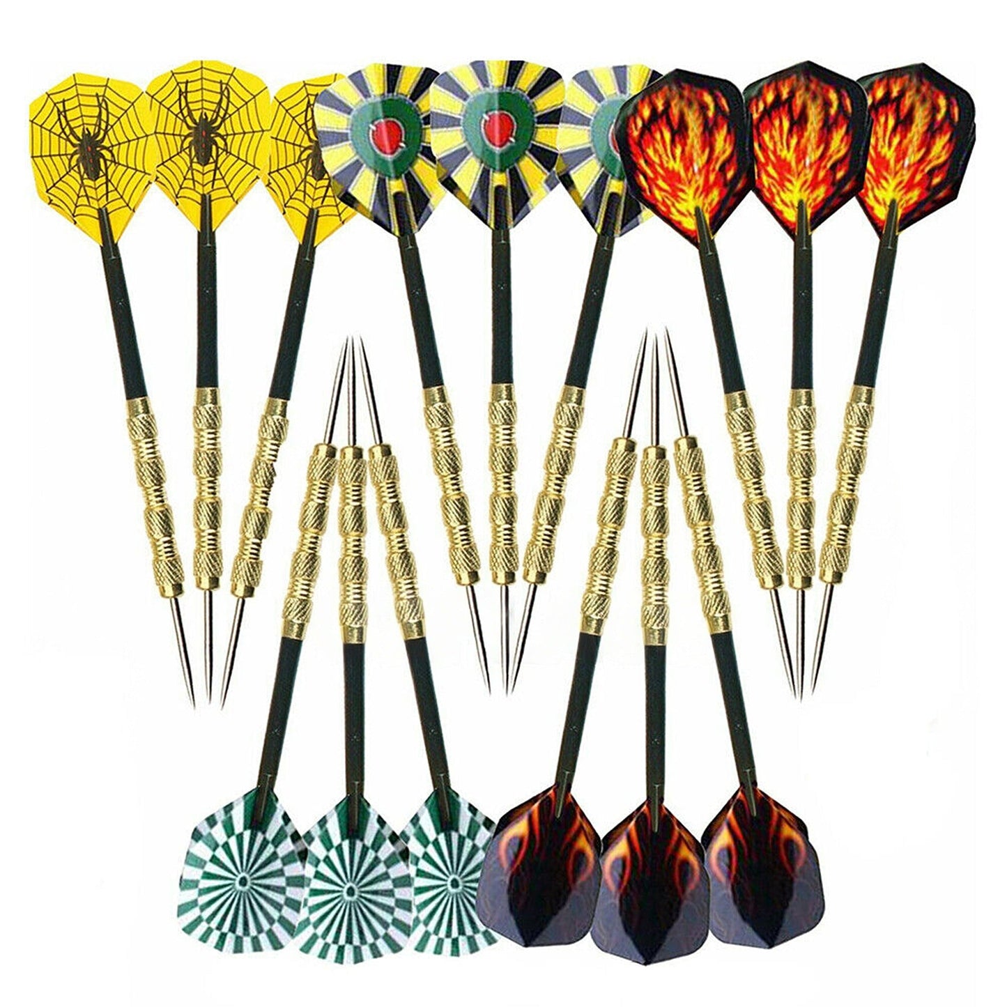 15pcs Precision Stainless Steel Darts Steel Tip with Carving Aluminum Flights