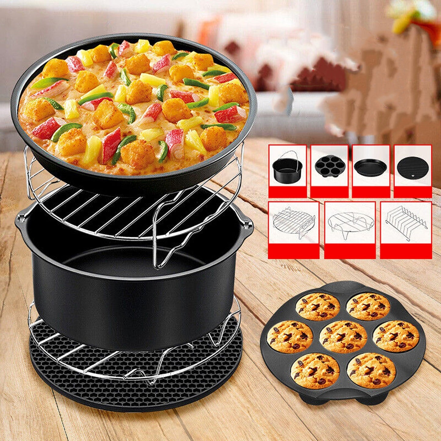 Frying Accessories for Air Fryer - Cage Pan Rack