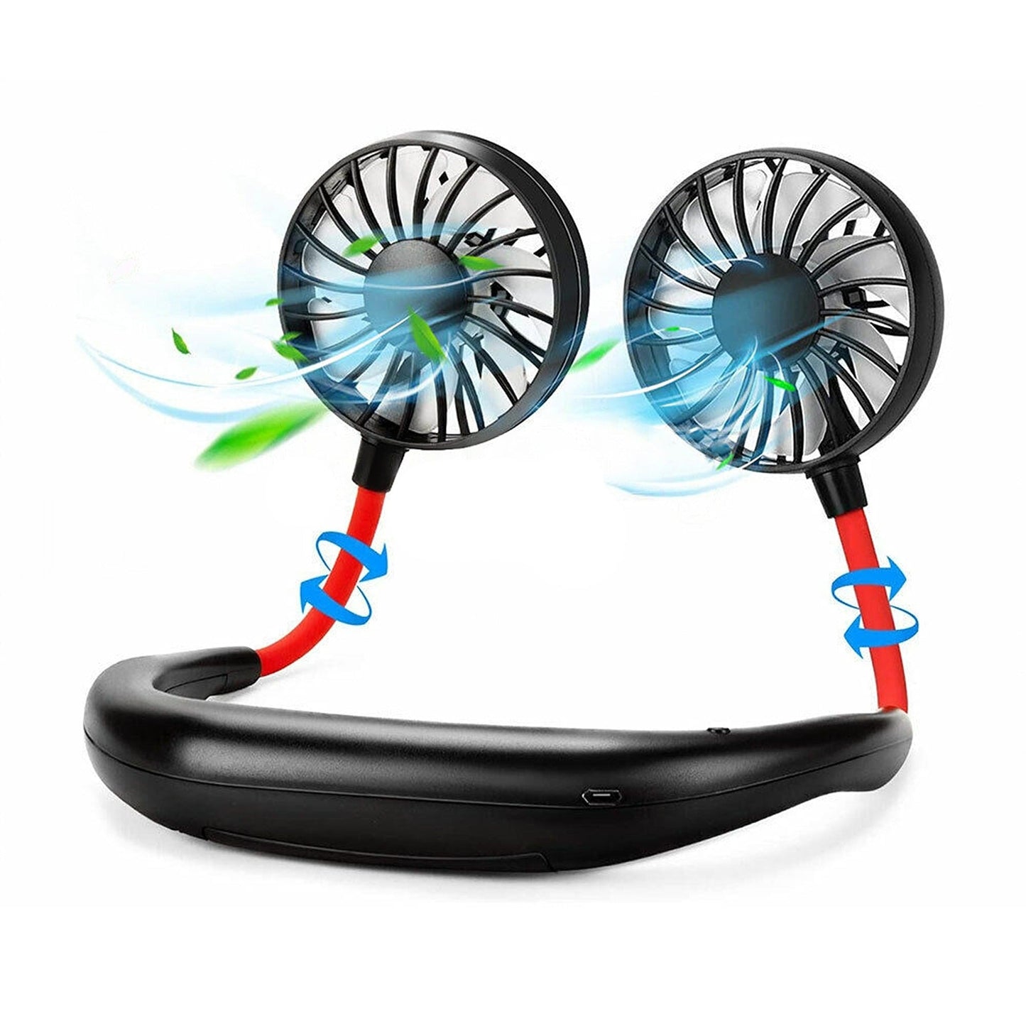 Dual Cooling Neckband Fan Portable USB Rechargeable Neck Hanging Sport