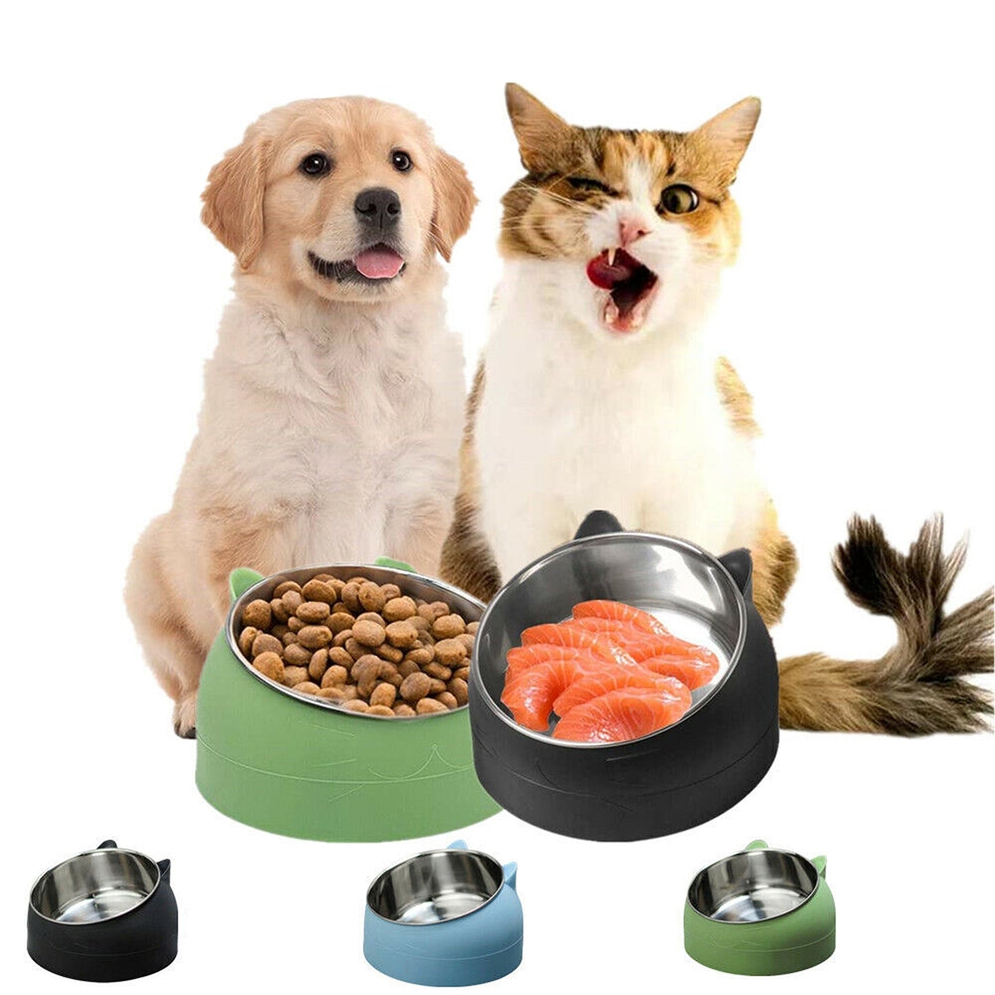 2pcs Elevated Dog Bowl Stand with Tilted Food Water Feeder