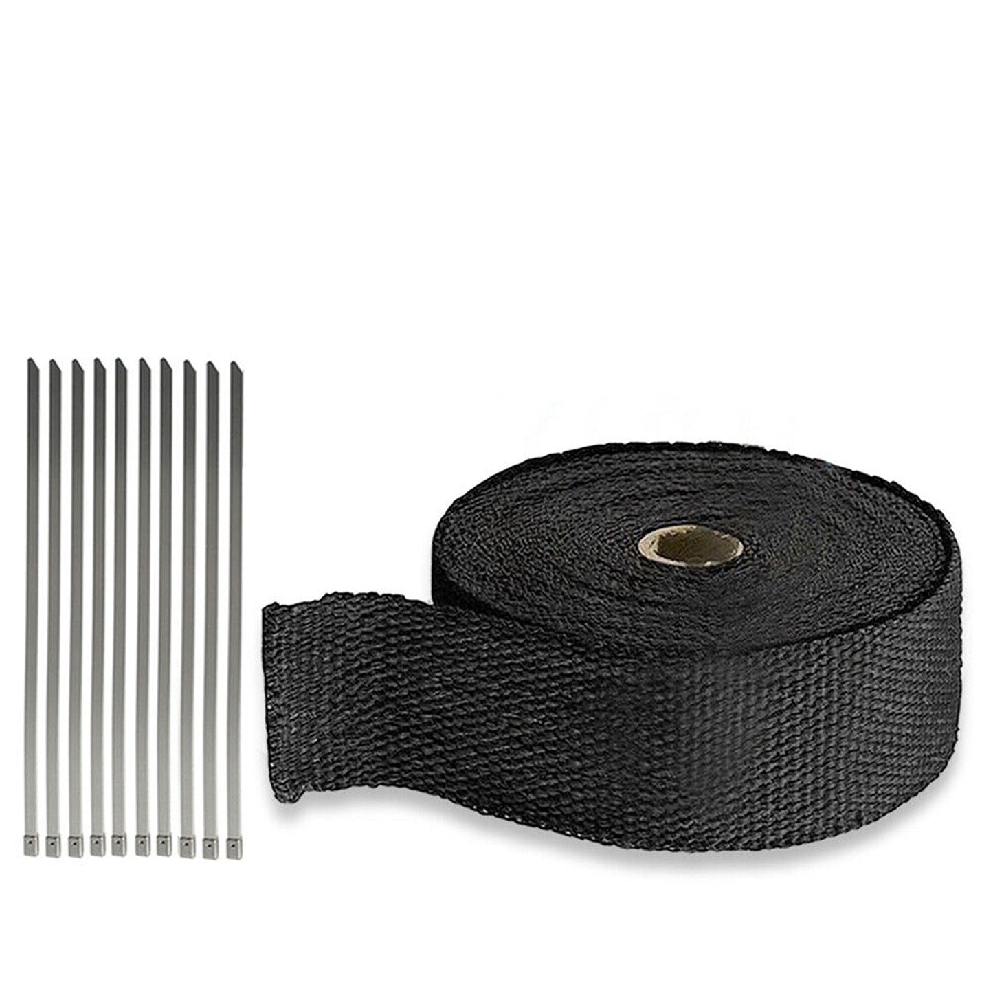 2000F Heat Resistant Black Exhaust Wrap with 10 Stainless Steel Ties