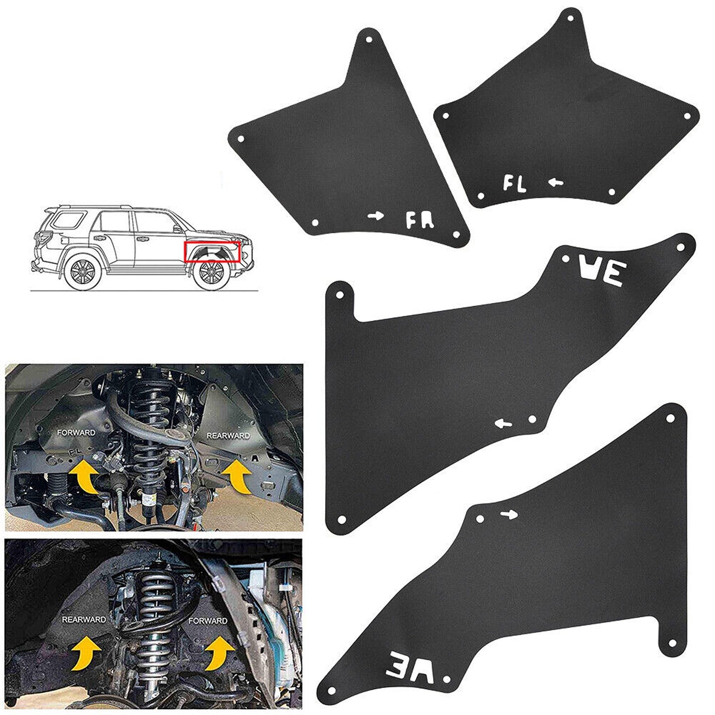 4pcs Mudflaps Splash Guard Set for Toyota Land Cruiser Prado 120 150 Series
