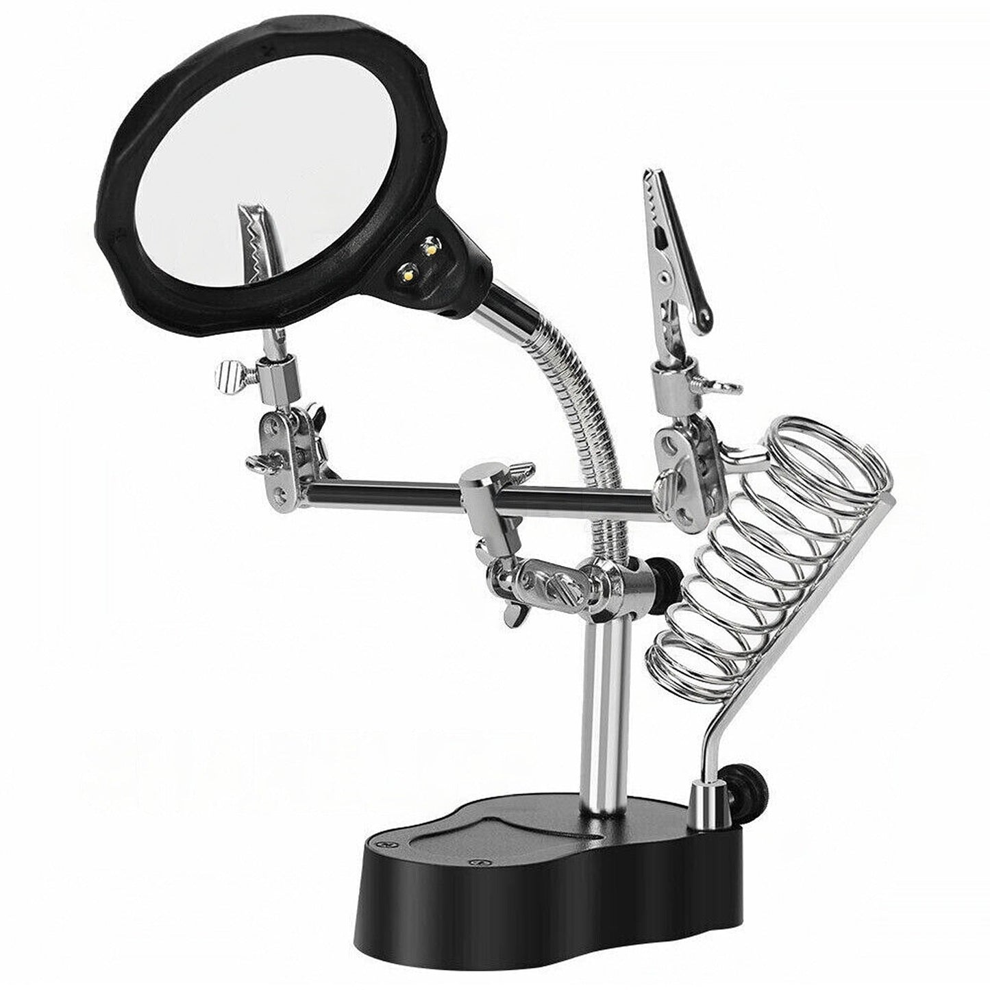 Helping Hand Soldering Iron Stand Holder Magnifier Third Hand Station with LED