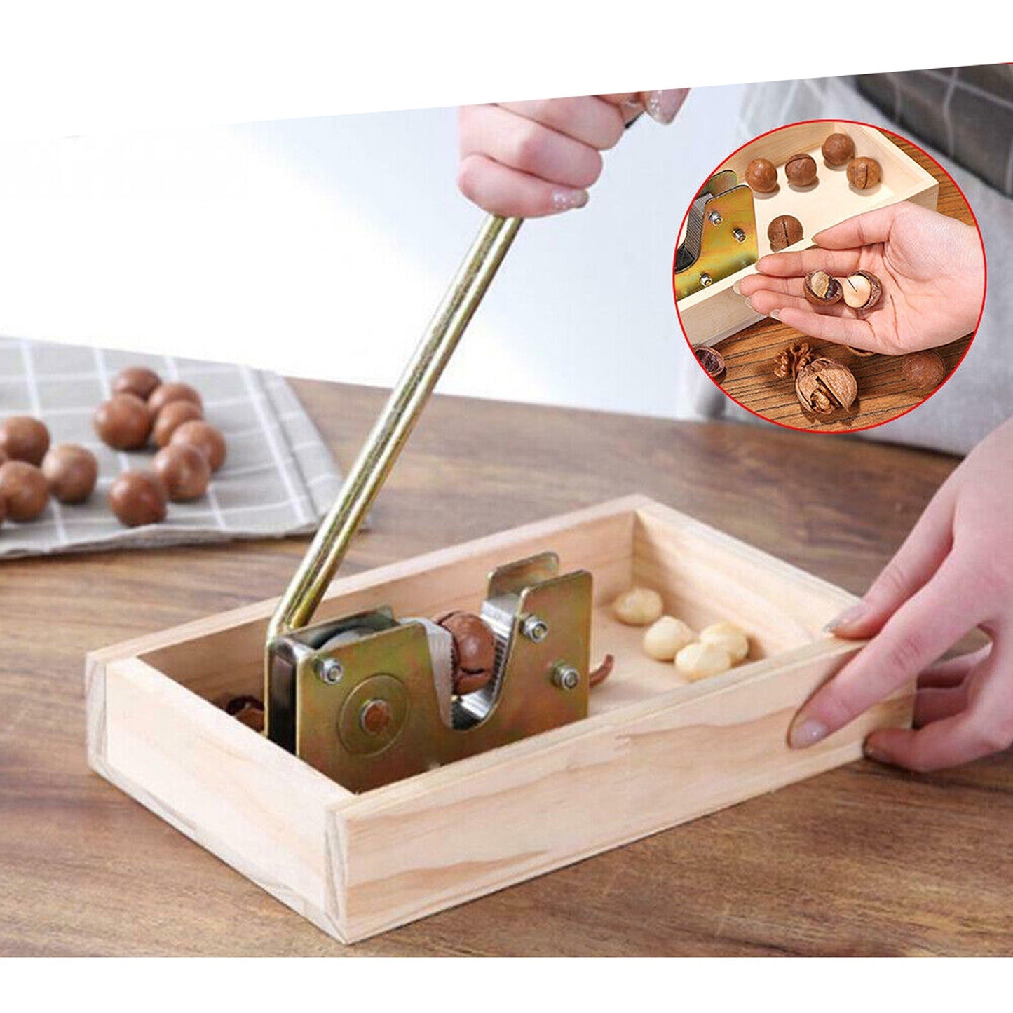 Manual Macadamia Nut Cracker with Hand Grip Durable Nutcracker Tool