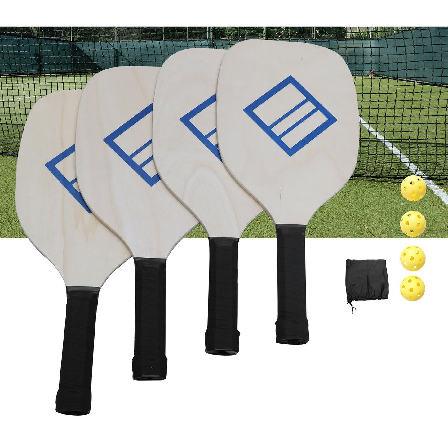Outdoor Pickleball Paddle Set with Balls and Carrying Case