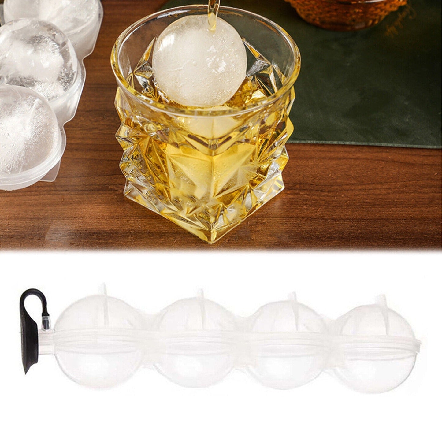 Silicone Ice Sphere Molds Large Round Ice Ball Maker - 4 Trays