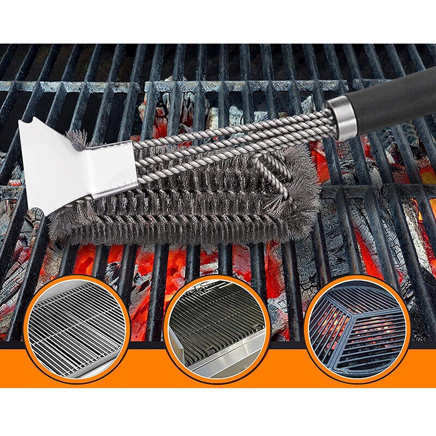 18-Inch Grill Brush with Scraper for Barbecue Cleaning