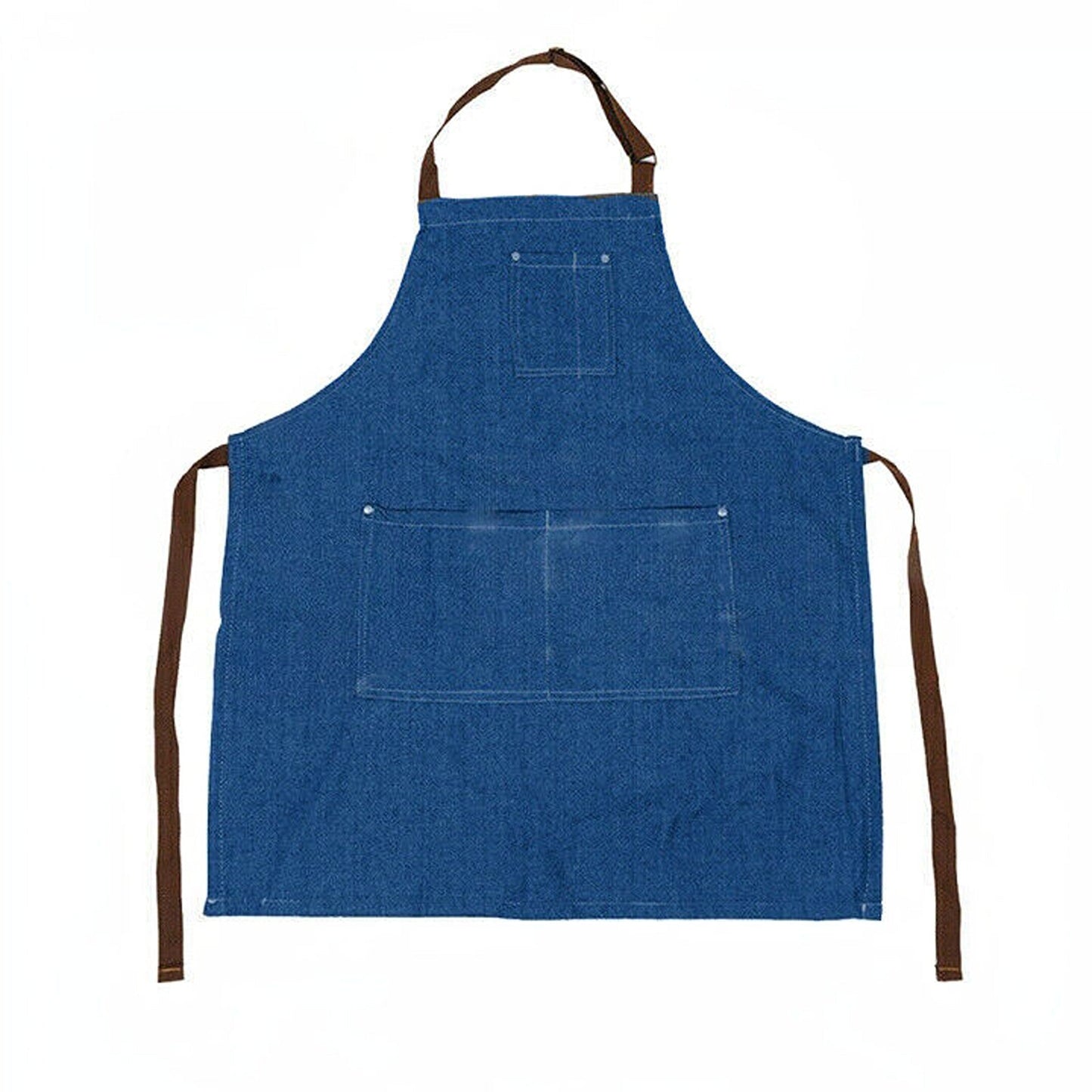 Oil-Resistant Denim Cooking Apron with Adjustable Bib and Pocket