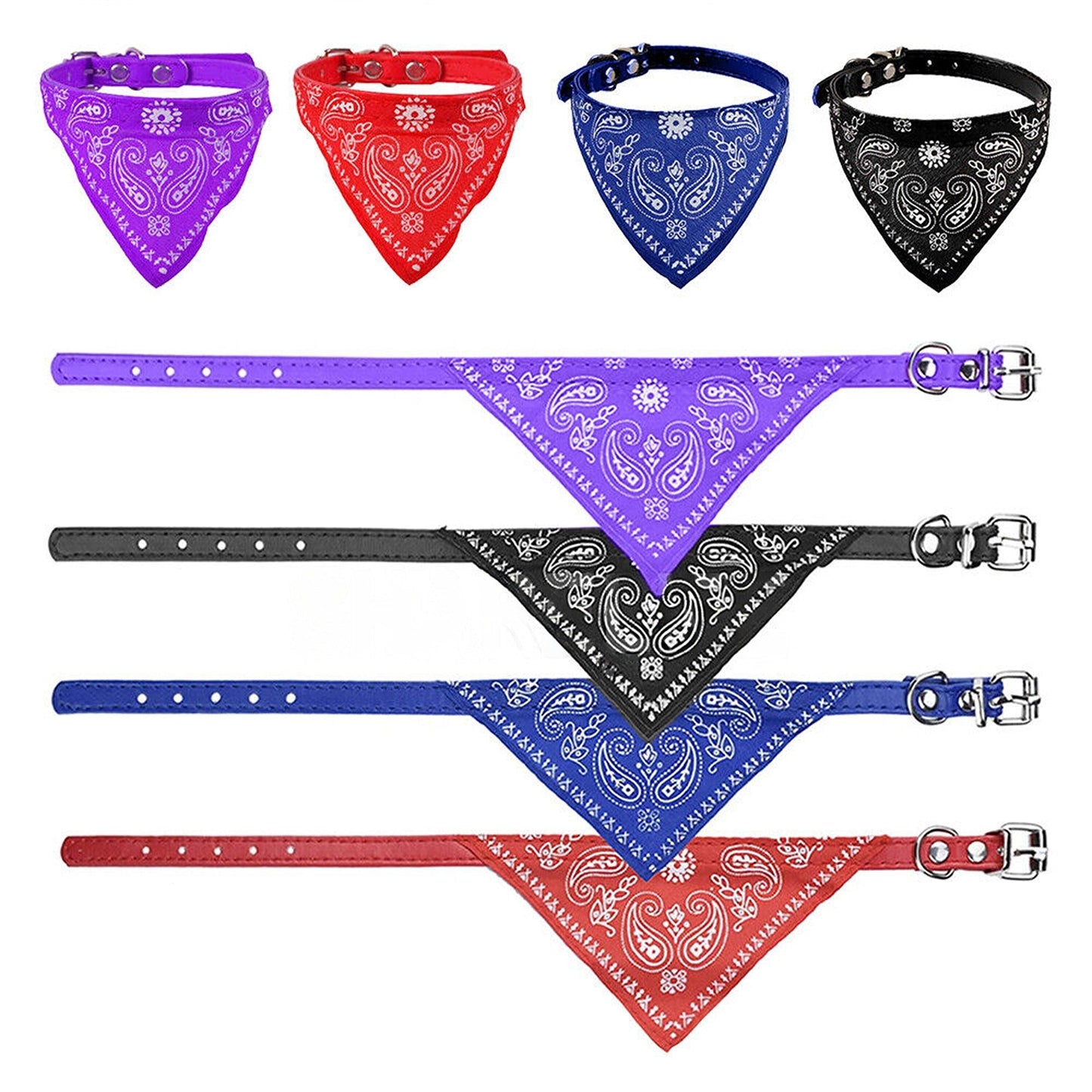 Cute Bandana Collar for Pets Adjustable Leather Neck Scarf