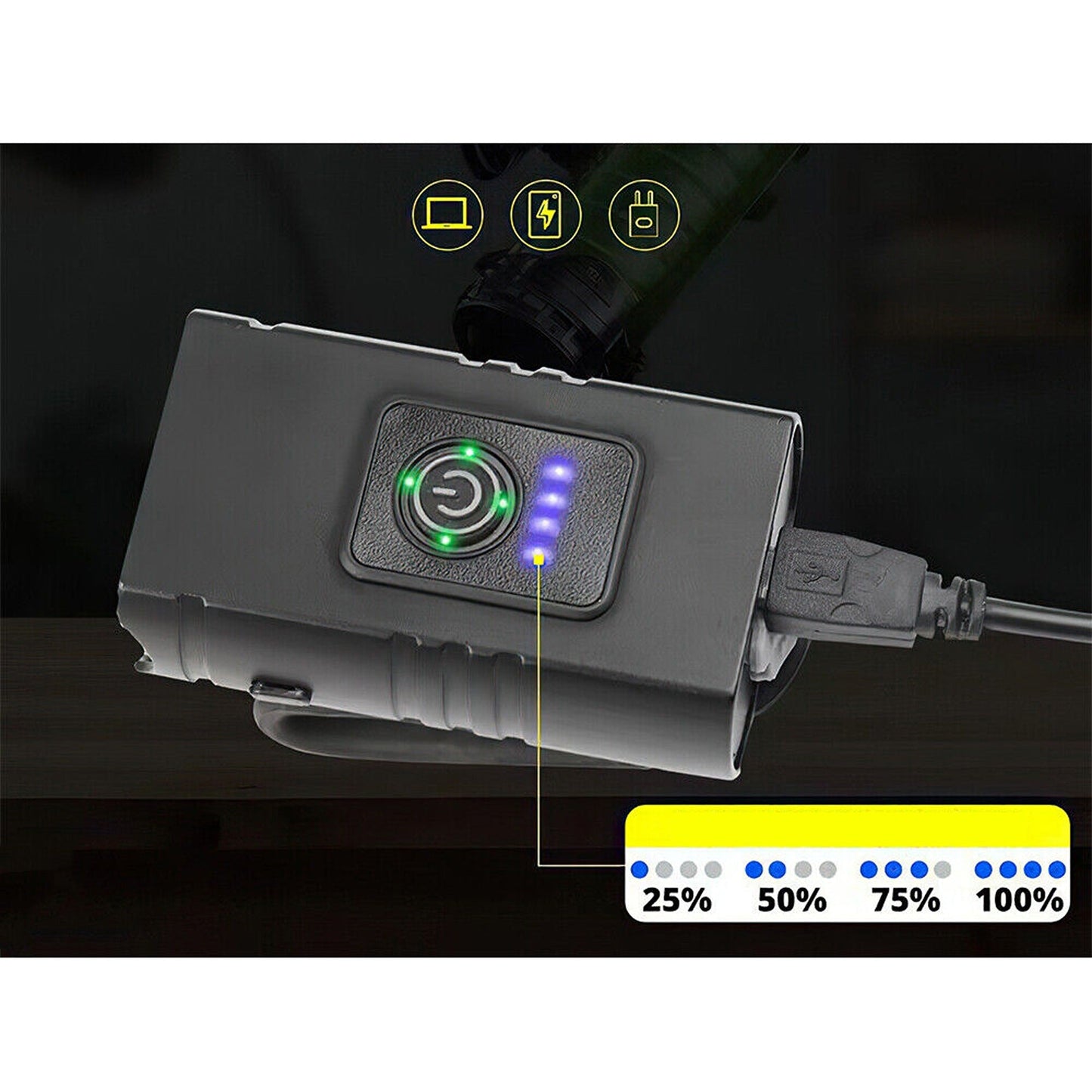 Rechargeable LED Bicycle Light Set T6 Front and Rear Headlight Tail Light
