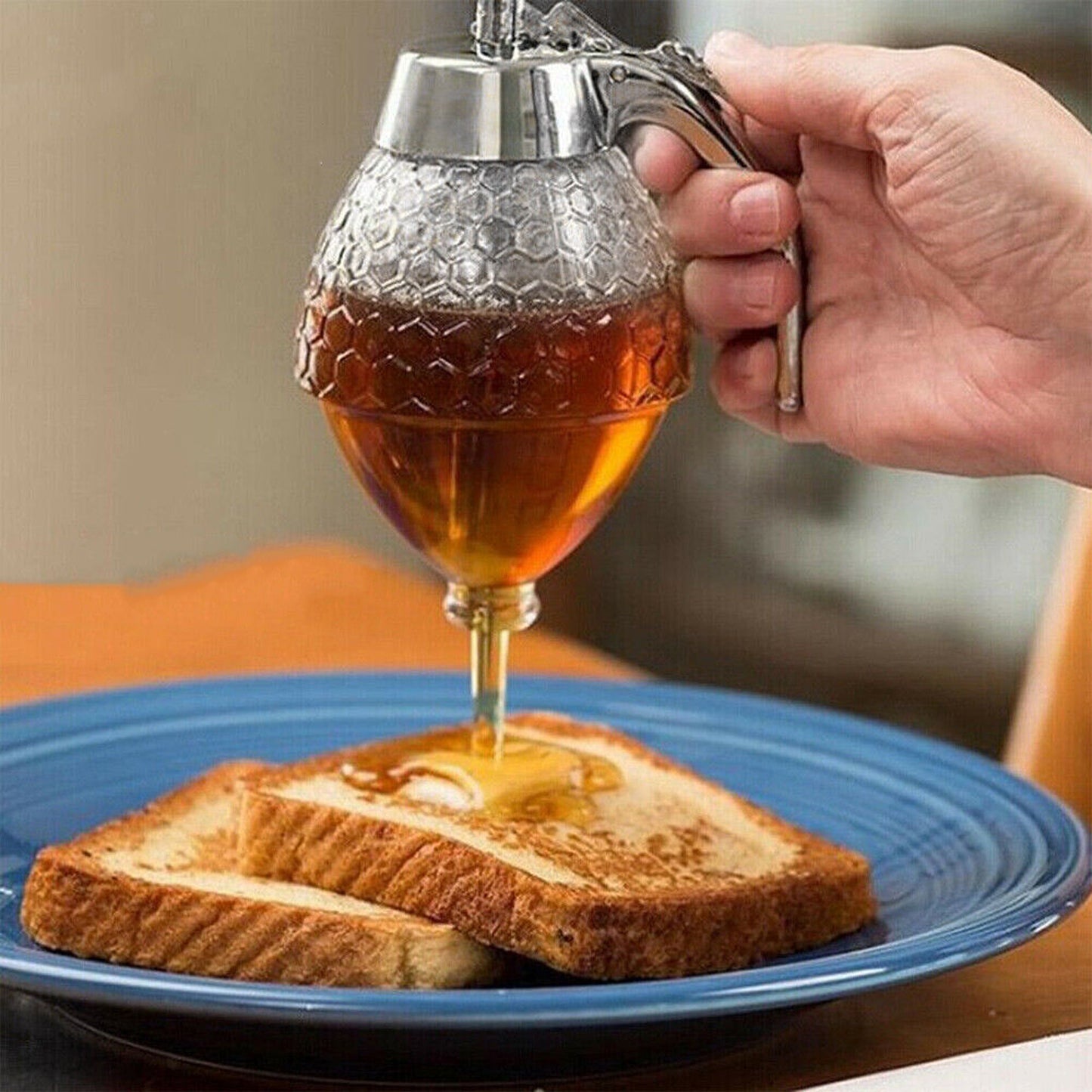Trigger Release Honey Dispenser with Stand Kitchen Storage Pot