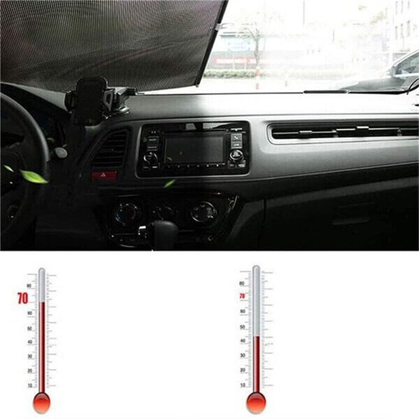 Car Retractable Sun Shade with Suction Cups Blackout Visor