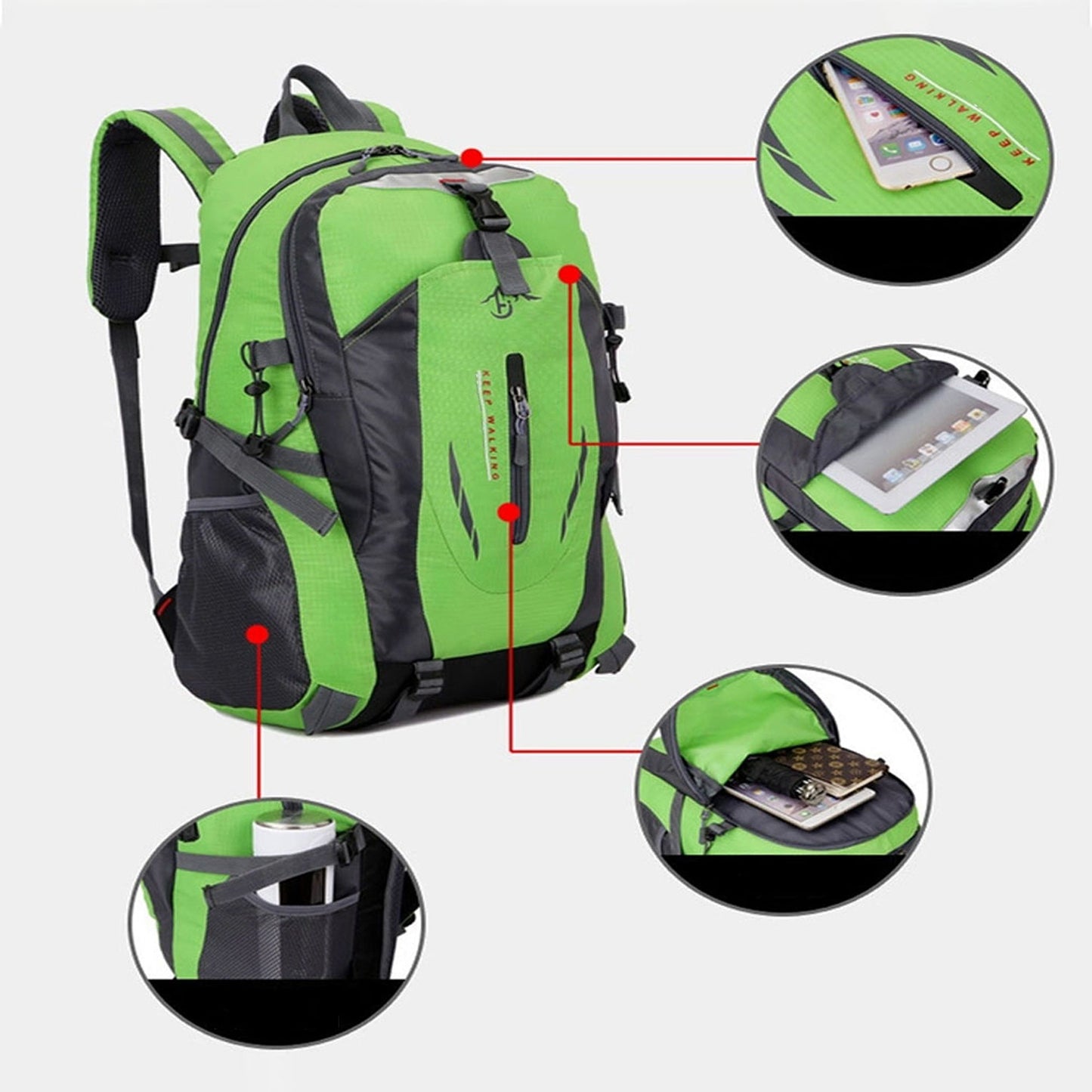 40L Waterproof Backpack for Outdoor Travel and Hiking Camping Luggage Rucksack