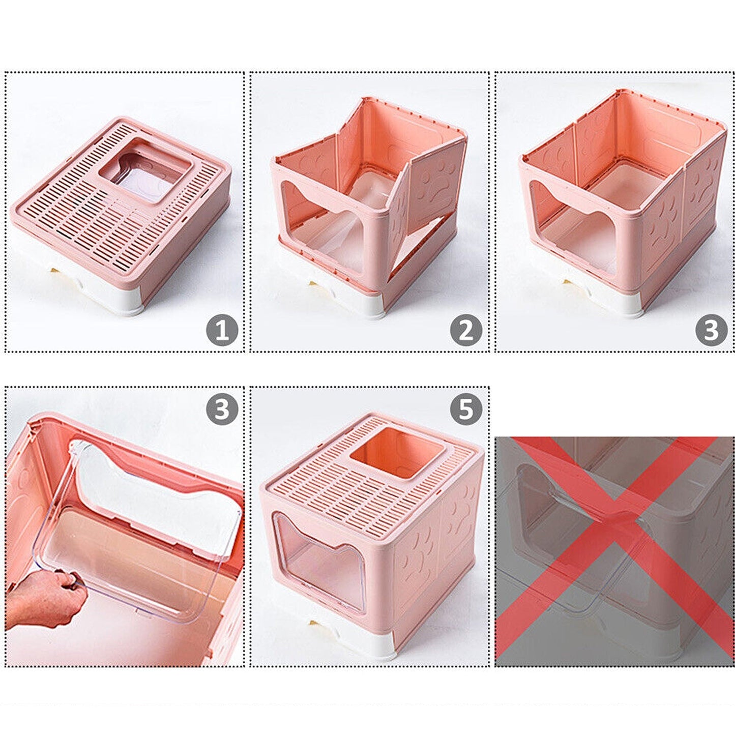 Large Covered Cat Litter Box Enclosed Kitty Toilet with Scoop and Drawer