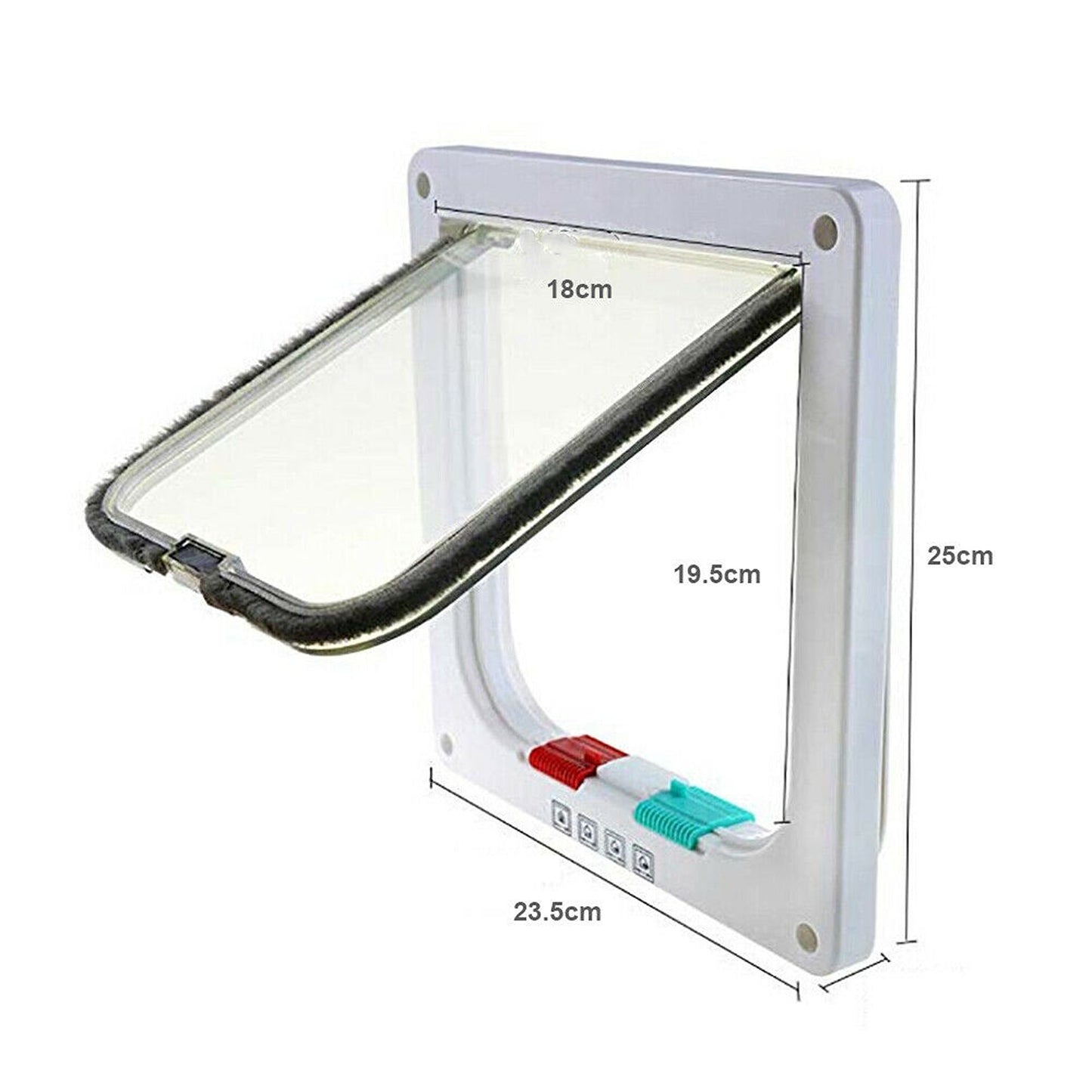 Lockable 4-Way Safe Pet Cat Dog Door with Brushy Flap Screen