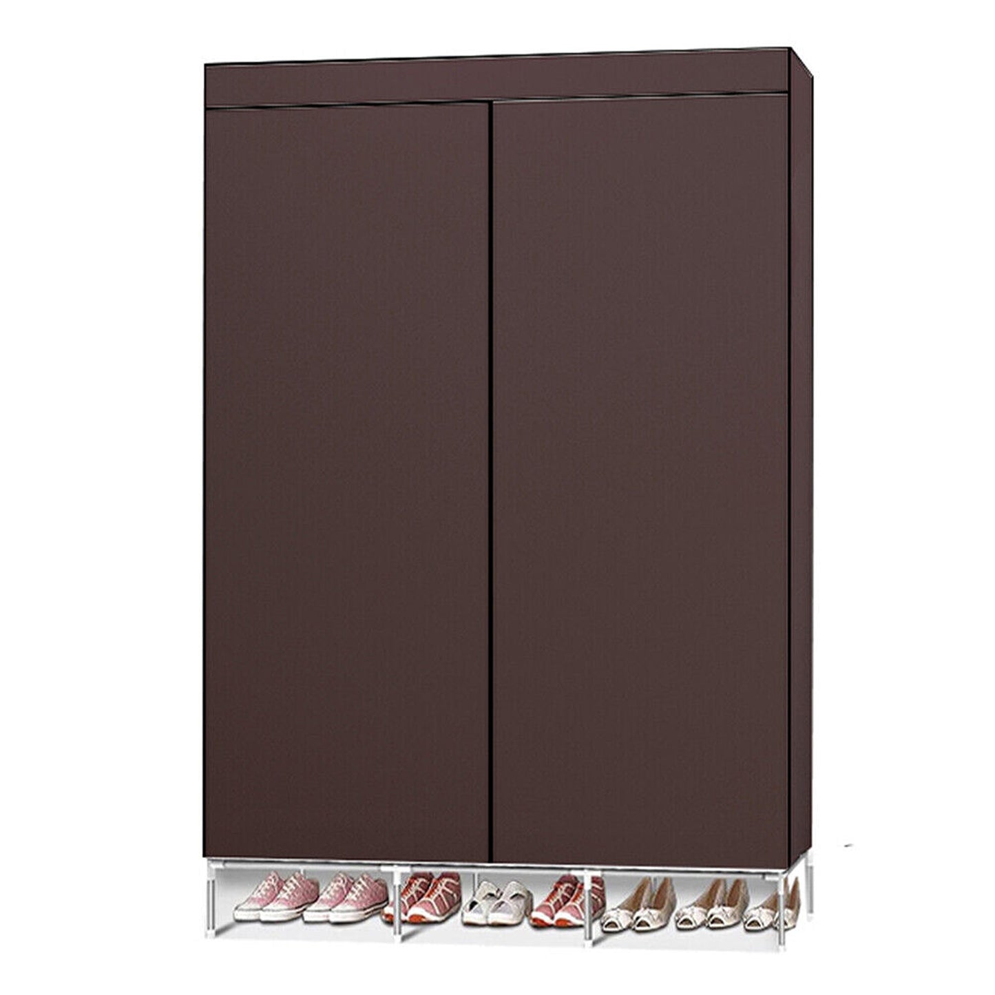 Large Portable Wardrobe with Shelves 66in Canvas Clothes Storage Organizer