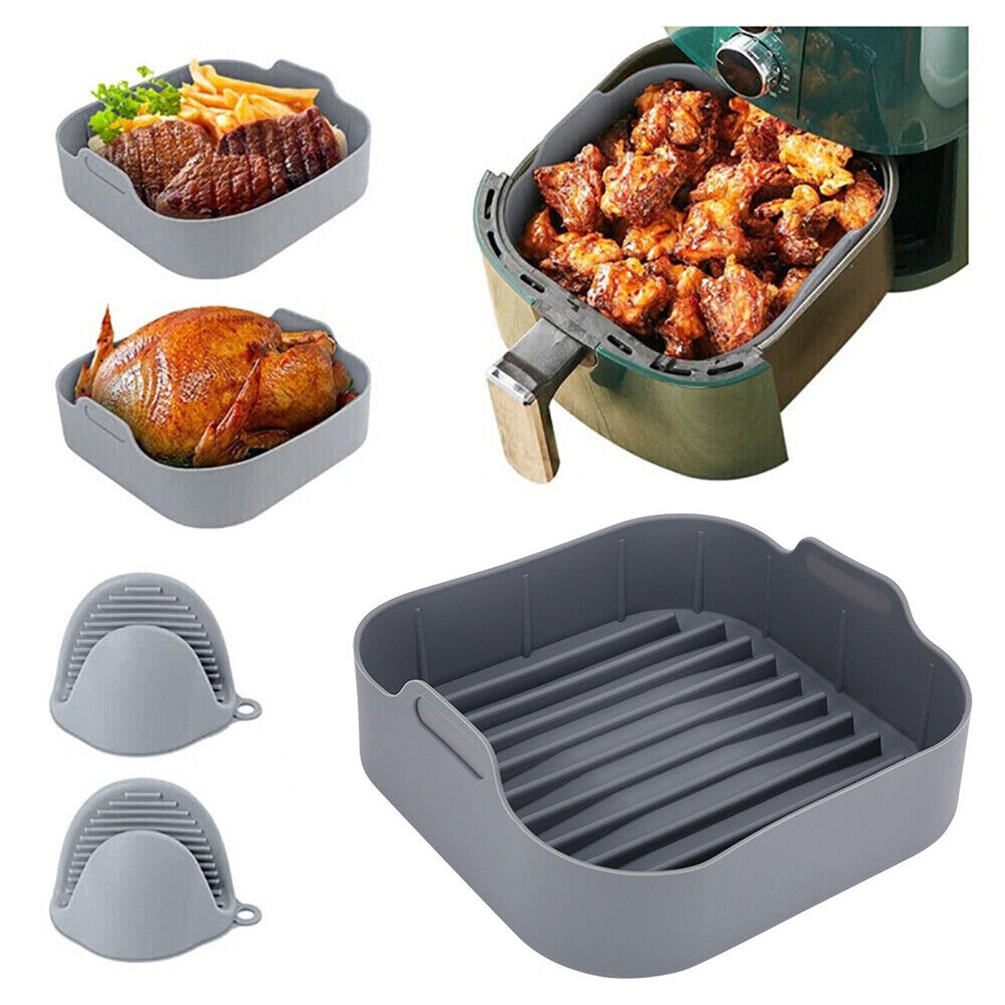 Reusable Silicone Basket Liner for Air Fryers Non-Stick Baking and Cooking Mat