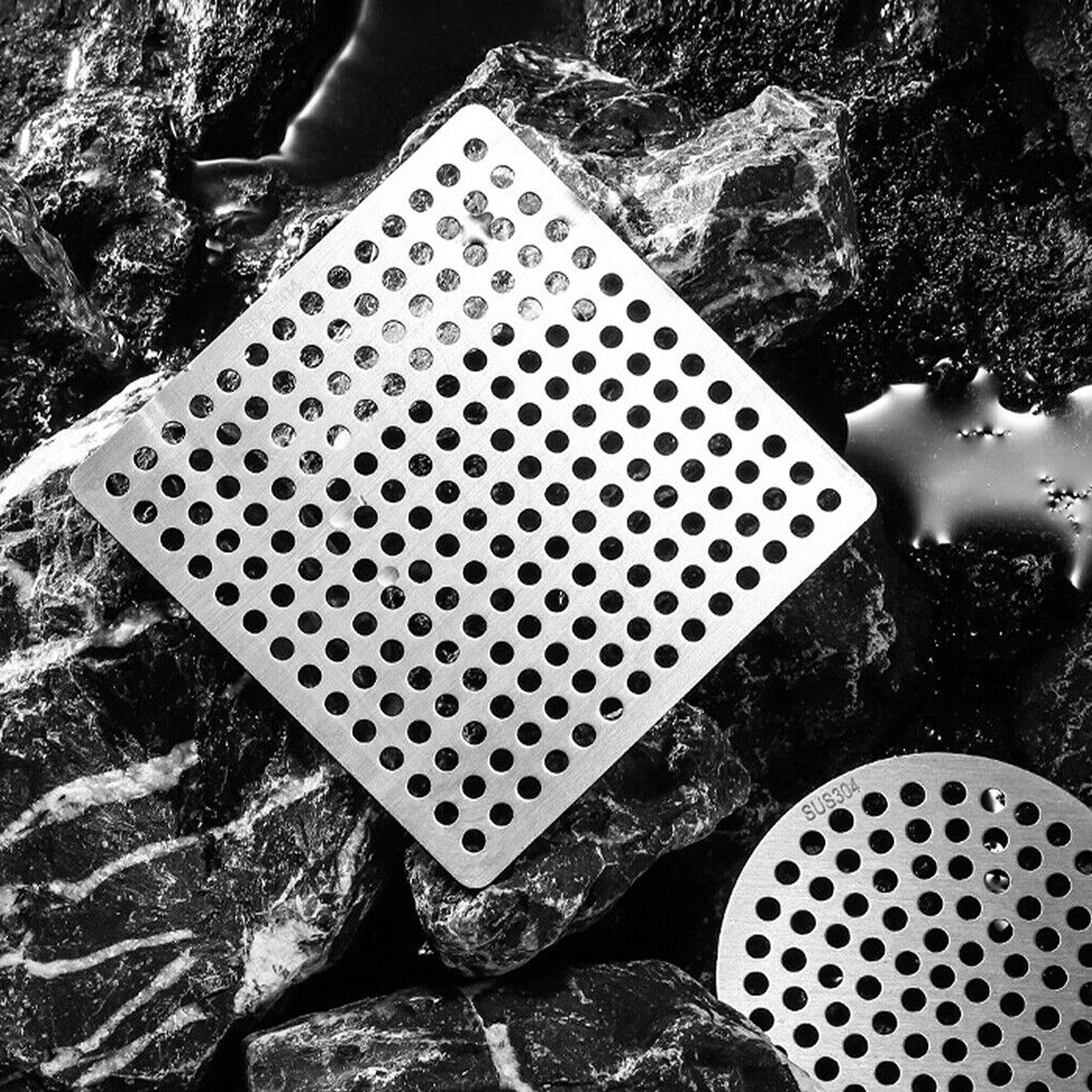 Square Shower Drain Cover Stainless Steel Hair Catcher